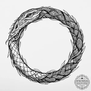 Tattoo sketch ouroboros serpent eating its ta... - эскиз тату (№1755945314_0, 23.08.2025 10:35) — tattoo-photo.ru