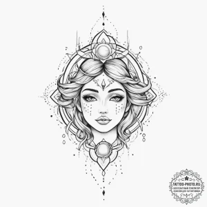 Tattoo sketch cosmic person, tattoo flash she... - эскиз тату (№1755946293_0, 23.08.2025 10:51) — tattoo-photo.ru