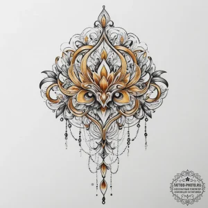 Tattoo sketch gold, ink illustration for tatt... - эскиз тату (№1755946688_0, 23.08.2025 10:58) — tattoo-photo.ru