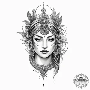 Tattoo sketch historical painting with a brus... - эскиз тату (№1755947277_0, 23.08.2025 11:07) — tattoo-photo.ru