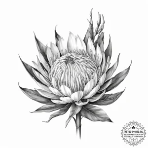 Tattoo sketch protea neriifolia - эскиз тату (№1755948649_0, 23.08.2025 11:30) — tattoo-photo.ru