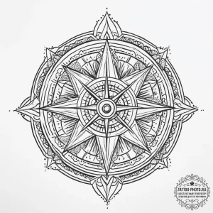 Tattoo sketch compass with a star, tattoo lin... - эскиз тату (№1755950024_0, 23.08.2025 11:53) — tattoo-photo.ru