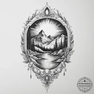 Tattoo sketch magical aurora borealis, tattoo... - эскиз тату (№1755968753_0, 23.08.2025 17:05) — tattoo-photo.ru