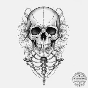 Tattoo sketch skeleton, artistic tattoo sketc... - эскиз тату (№1755971917_0, 23.08.2025 17:58) — tattoo-photo.ru