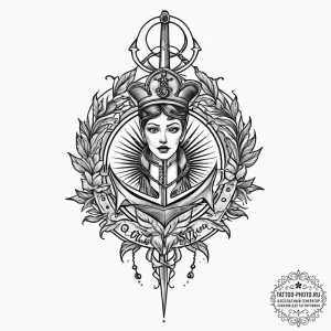 Tattoo sketch holy character, tattoo line art... - эскиз тату (№1755972703_0, 23.08.2025 18:11) — tattoo-photo.ru