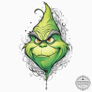 Tattoo sketch the grinch with a scale, tattoo... - эскиз тату (№1755973294_0, 23.08.2025 18:21) — tattoo-photo.ru