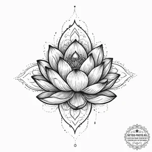 Tattoo sketch lotus flower with magical aura,... - эскиз тату (№1755974471_0, 23.08.2025 18:41) — tattoo-photo.ru