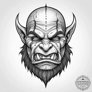 Tattoo sketch orc brute, tattoo line art, rou... - эскиз тату (№1755976630_0, 23.08.2025 19:17) — tattoo-photo.ru