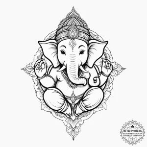 Tattoo sketch ganesh, tattoo flash sheet desi... - эскиз тату (№1755976825_0, 23.08.2025 19:20) — tattoo-photo.ru