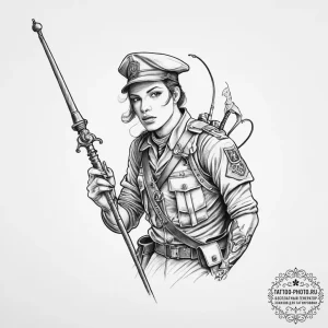 Tattoo sketch soldier with a magic wand, tatt... - эскиз тату (№1755980737_0, 23.08.2025 20:25) — tattoo-photo.ru