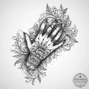 Tattoo sketch hands with a pencil, concept ar... - эскиз тату (№1755981556_0, 23.08.2025 20:39) — tattoo-photo.ru