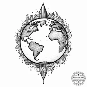 Tattoo sketch earth, tattoo flash sheet desig... - эскиз тату (№1755983730_0, 23.08.2025 21:15) — tattoo-photo.ru