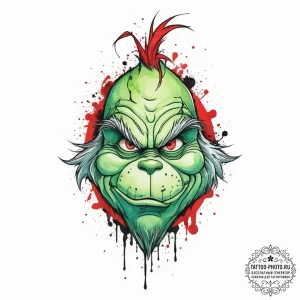 Tattoo sketch the grinch with a claw, tattoo... - эскиз тату (№1755984124_0, 23.08.2025 21:22) — tattoo-photo.ru