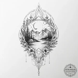 Nature & elements, artistic tattoo sketch, on... - эскиз тату (№1755985694_0, 23.08.2025 21:48) — tattoo-photo.ru