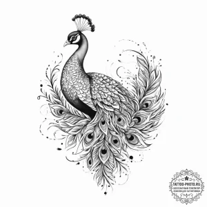 Tattoo sketch peacock tattoo - эскиз тату (№1755987690_0, 23.08.2025 22:21) — tattoo-photo.ru