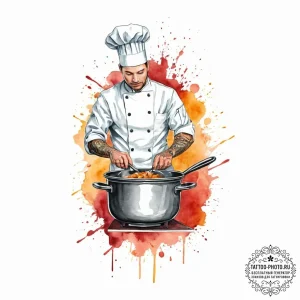 Tattoo sketch chef a person cooking, ink illu... - эскиз тату (№1755988677_0, 23.08.2025 22:37) — tattoo-photo.ru