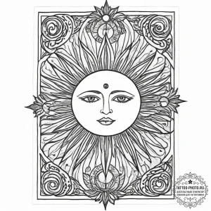Tattoo sketch tarot card sun, artistic tattoo... - эскиз тату (№1755989883_0, 23.08.2025 22:58) — tattoo-photo.ru