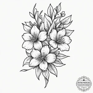 Tattoo sketch forsythia flower, tattoo line a... - эскиз тату (№1755990287_0, 23.08.2025 23:04) — tattoo-photo.ru