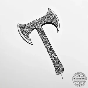Tattoo sketch perun's axe with runes - эскиз тату (№1755998516_0, 24.08.2025 01:21) — tattoo-photo.ru