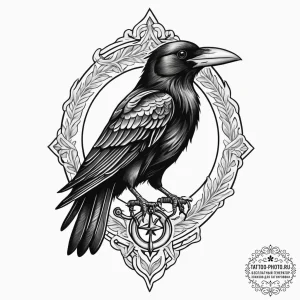 Tattoo sketch crow, tattoo line art, on a cle... - эскиз тату (№1755999308_0, 24.08.2025 01:35) — tattoo-photo.ru