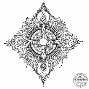 Tattoo sketch slavic embroidery pattern with... - эскиз тату (№1756002777_0, 24.08.2025 02:32) — tattoo-photo.ru