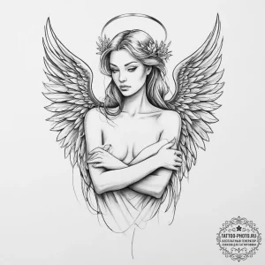 Tattoo sketch ангел - эскиз тату (№1756003991_0, 24.08.2025 02:53) — tattoo-photo.ru