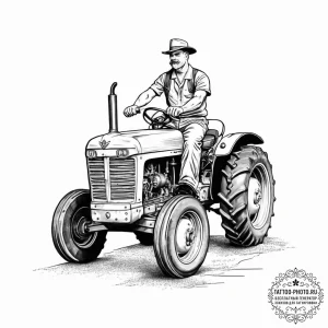 Tattoo sketch farmer a person with a tractor,... - эскиз тату (№1756004409_0, 24.08.2025 03:00) — tattoo-photo.ru