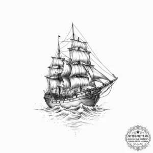 Tattoo sketch ship, tattoo line art, black an... - эскиз тату (№1756005013_0, 24.08.2025 03:10) — tattoo-photo.ru
