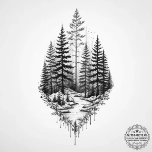 Tattoo sketch узор в виде леса - эскиз тату (№1756010028_0, 24.08.2025 04:33) — tattoo-photo.ru