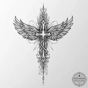 Tattoo sketch feather of ma'at with a bird, t... - эскиз тату (№1756013448_0, 24.08.2025 05:30) — tattoo-photo.ru