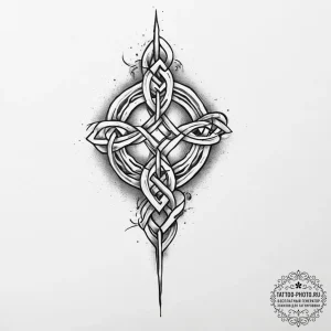 Tattoo sketch ogham with a celtic knot, artis... - эскиз тату (№1756013840_0, 24.08.2025 05:37) — tattoo-photo.ru