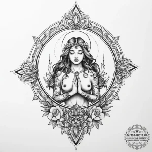 Tattoo sketch sacred scene - эскиз тату (№1756017290_0, 24.08.2025 06:34) — tattoo-photo.ru