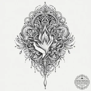 Tattoo sketch hands with a brush, tattoo line... - эскиз тату (№1756019110_0, 24.08.2025 07:05) — tattoo-photo.ru