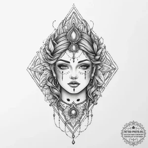 Tattoo sketch mystical servant, tattoo sketch... - эскиз тату (№1756020716_0, 24.08.2025 07:31) — tattoo-photo.ru
