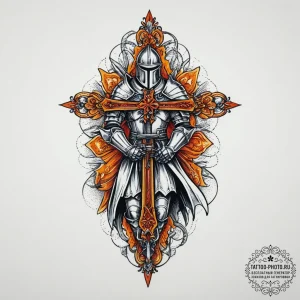Tattoo sketch crusader knight with a cross, t... - эскиз тату (№1756020912_0, 24.08.2025 07:35) — tattoo-photo.ru