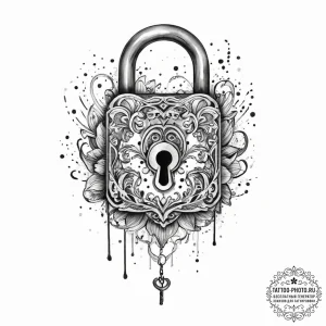Tattoo sketch a lock with a key, artistic tat... - эскиз тату (№1756021516_0, 24.08.2025 07:45) — tattoo-photo.ru