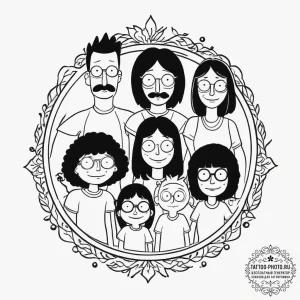 Tattoo sketch bob's burgers family, tattoo li... - эскиз тату (№1756022315_0, 24.08.2025 07:58) — tattoo-photo.ru
