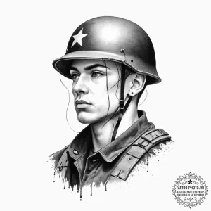 Tattoo sketch soldier with a thread, concept... - эскиз тату (№1756023114_0, 24.08.2025 08:11) — tattoo-photo.ru