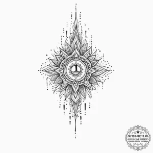 Tattoo sketch button with a needle, tattoo sk... - эскиз тату (№1756024114_0, 24.08.2025 08:28) — tattoo-photo.ru