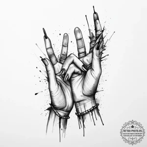 Tattoo sketch hands with a letter, tattoo ske... - эскиз тату (№1756024311_0, 24.08.2025 08:31) — tattoo-photo.ru