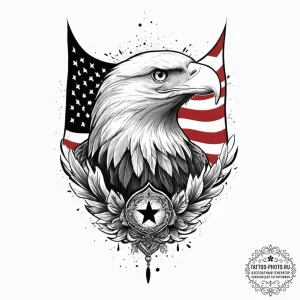 Tattoo sketch flag with an eagle, tattoo draw... - эскиз тату (№1756025517_0, 24.08.2025 08:51) — tattoo-photo.ru