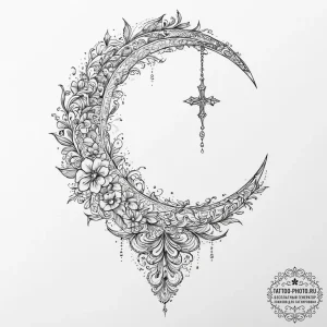 Tattoo sketch crescent moon, concept art for... - эскиз тату (№1756026720_0, 24.08.2025 09:12) — tattoo-photo.ru