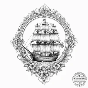 Tattoo sketch ship with a plant, concept art... - эскиз тату (№1756026918_0, 24.08.2025 09:15) — tattoo-photo.ru