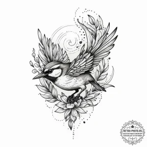 Tattoo sketch warbler, tattoo flash sheet des... - эскиз тату (№1756027921_0, 24.08.2025 09:32) — tattoo-photo.ru