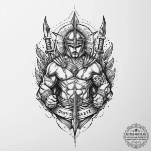 Tattoo sketch hands with a warrior, ink illus... - эскиз тату (№1756028925_0, 24.08.2025 09:48) — tattoo-photo.ru