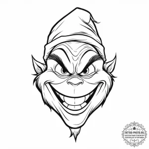 Tattoo sketch the grinch with a laugh, ink il... - эскиз тату (№1756029323_0, 24.08.2025 09:55) — tattoo-photo.ru