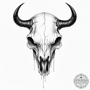 Tattoo sketch neo-traditional череп животного... - эскиз тату (№1756030124_0, 24.08.2025 10:08) — tattoo-photo.ru