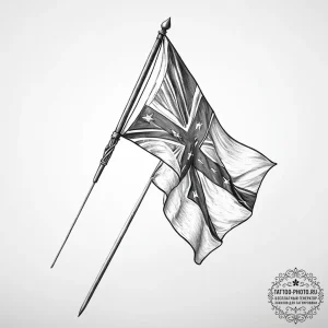 Tattoo sketch flag on a battlefield - эскиз тату (№1756030529_0, 24.08.2025 10:15) — tattoo-photo.ru