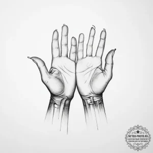 Tattoo sketch hands with a spirit - эскиз тату (№1756036171_0, 24.08.2025 11:49) — tattoo-photo.ru