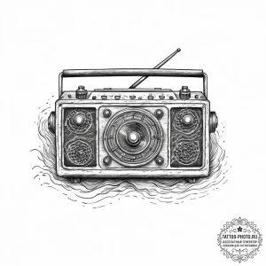Tattoo sketch old radio with waves, artistic... - эскиз тату (№1756043297_0, 24.08.2025 13:48) — tattoo-photo.ru
